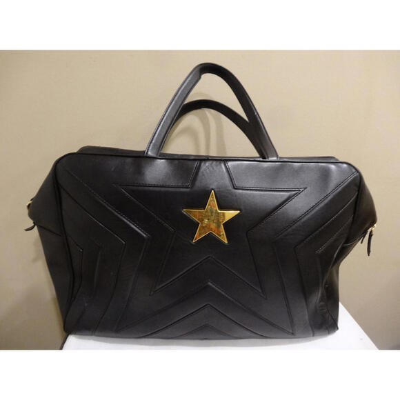 Stella Mccartney Star Overnight Black Faux Leather Large Duffel. As is. - Picture 1 of 9